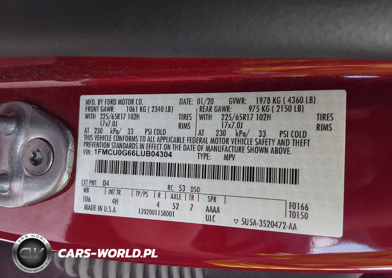 2020 Ford Escape Se VIN:1FMCU0G66LUB04304 - 9