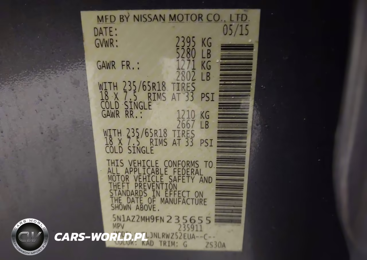 2015 Nissan Murano Sl VIN:5N1AZ2MH9FN235655 - 9