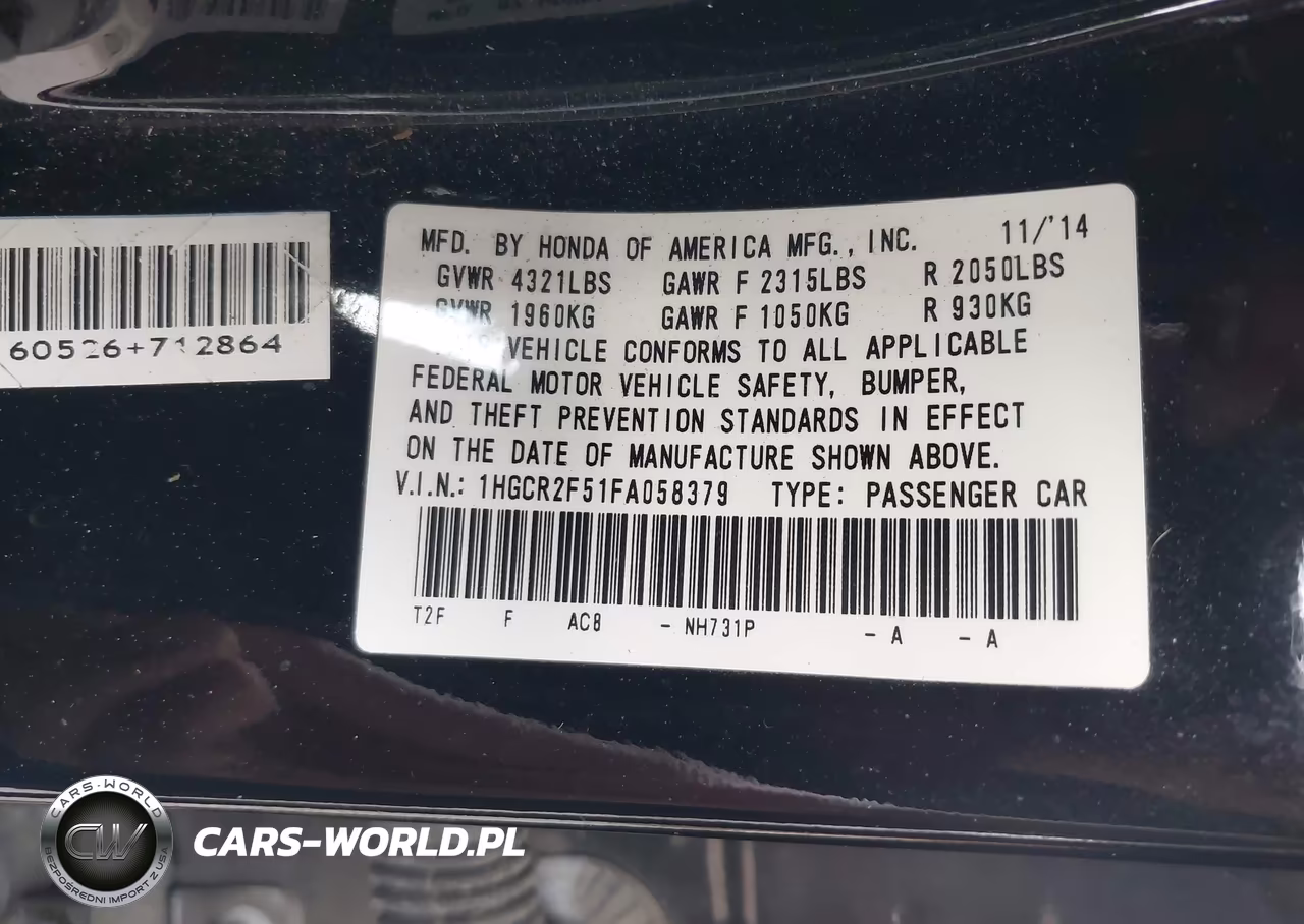 2015 Honda Accord Sport VIN:1HGCR2F51FA058379 - 9