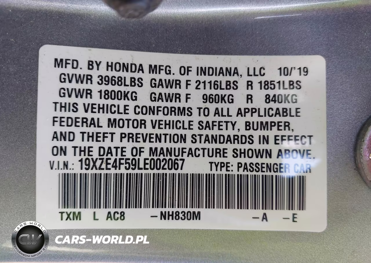2020 Honda Insight Ex VIN:19XZE4F59LE002067 - 9