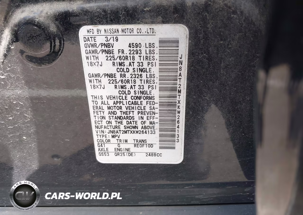 2019 Nissan Rogue Sv VIN:JN8AT2MTXKW264133 - 9