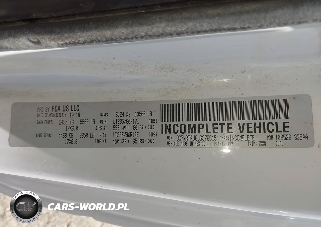 2018 Ram 3500 Chassis Tradesman-Slt VIN:3C7WRTAJ6JG376615 - 8