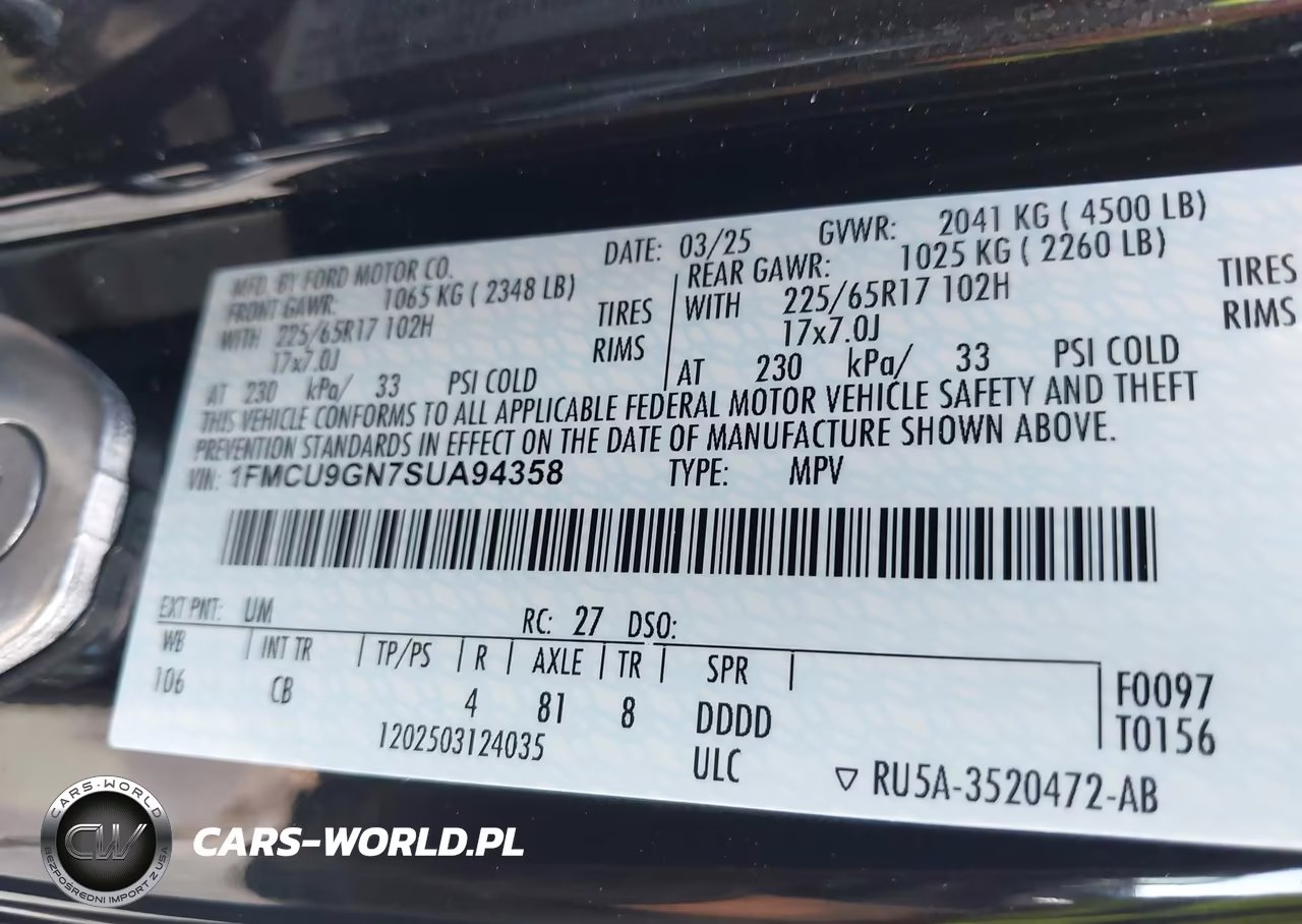 2025 Ford Escape Active VIN:1FMCU9GN7SUA94358 - 9