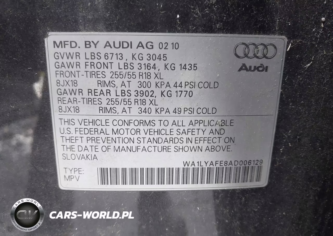 2010 Audi Q7 3.6 Premium VIN:WA1LYAFE8AD006129 - 9