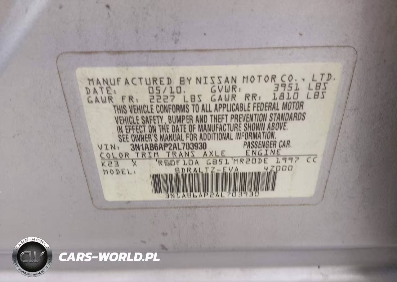 2010 Nissan Sentra 2.0Sr VIN:3N1AB6AP2AL703930 - 9