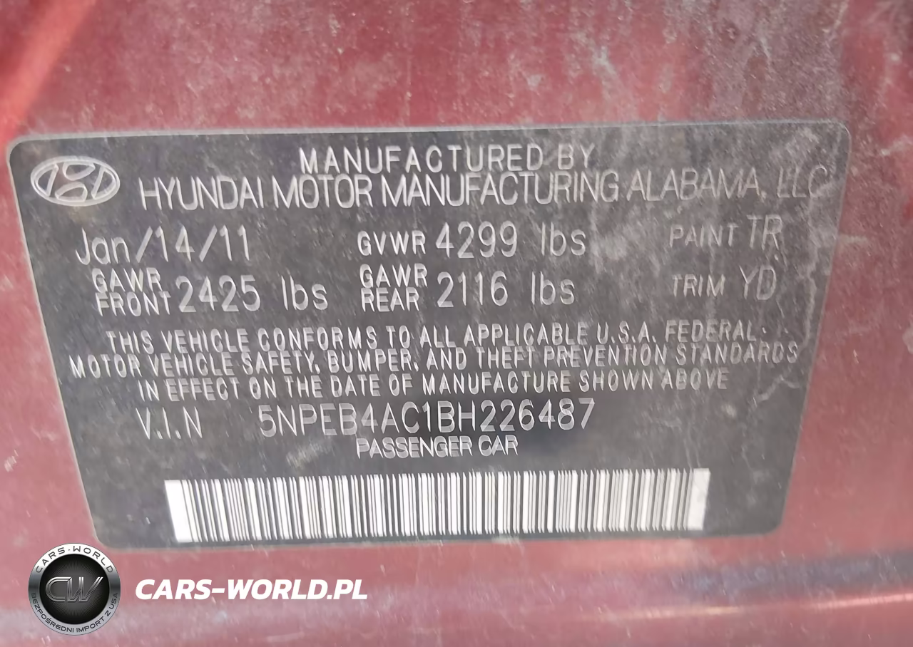 2011 Hyundai Sonata Gls VIN:5NPEB4AC1BH226487 - 9