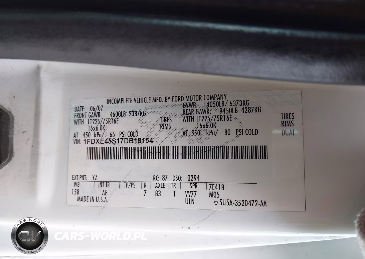 2007 Ford Econoline E450 Super Duty Cutwy Van VIN:1FDXE45S17DB18154 - 8