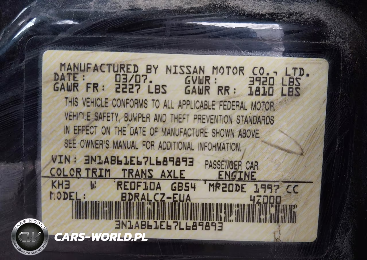 2007 Nissan Sentra 2.0 VIN:3N1AB61E67L689893 - 9