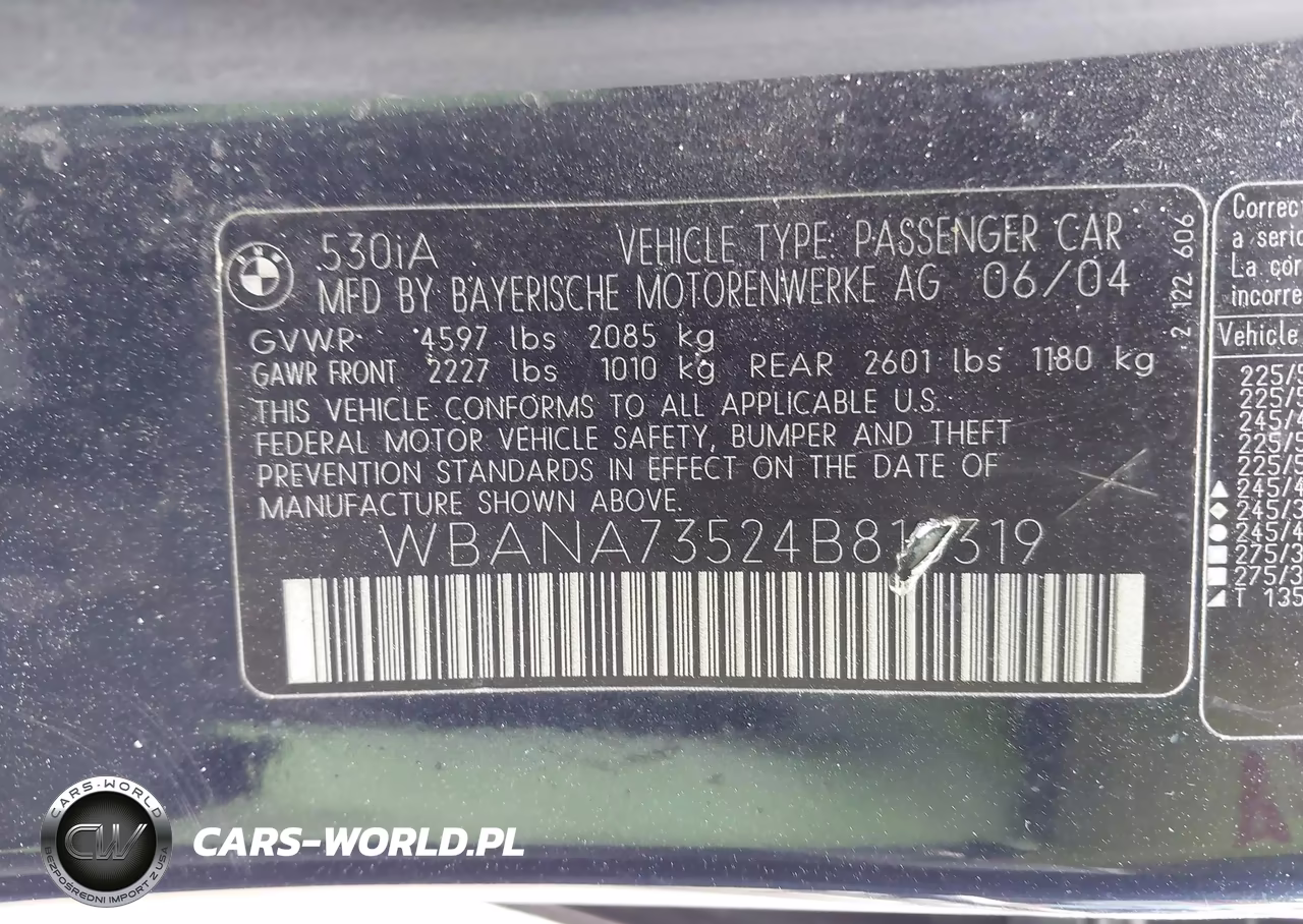 2004 BMW 530I VIN:WBANA73524B810319 - 9