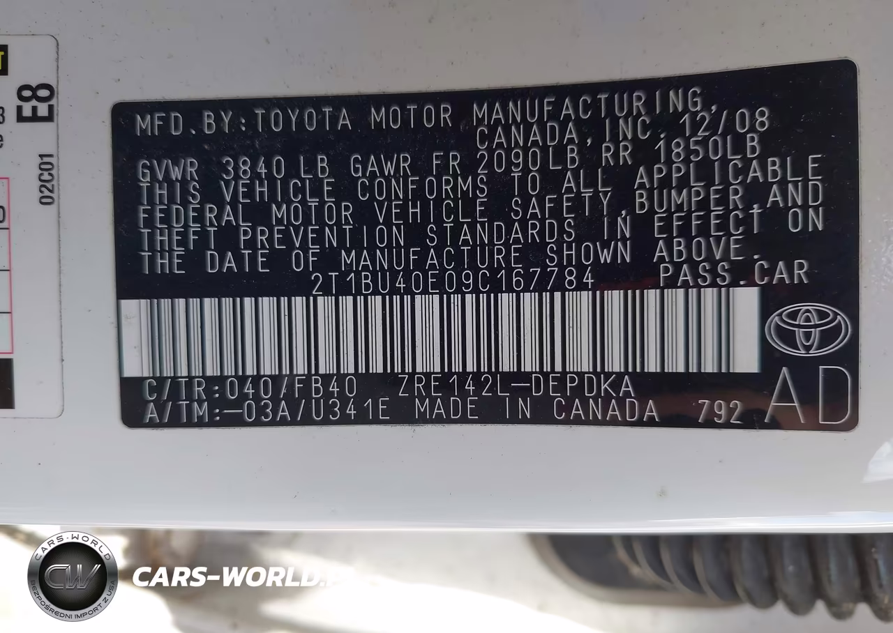 2009 Toyota Corolla Le VIN:2T1BU40E09C167784 - 9