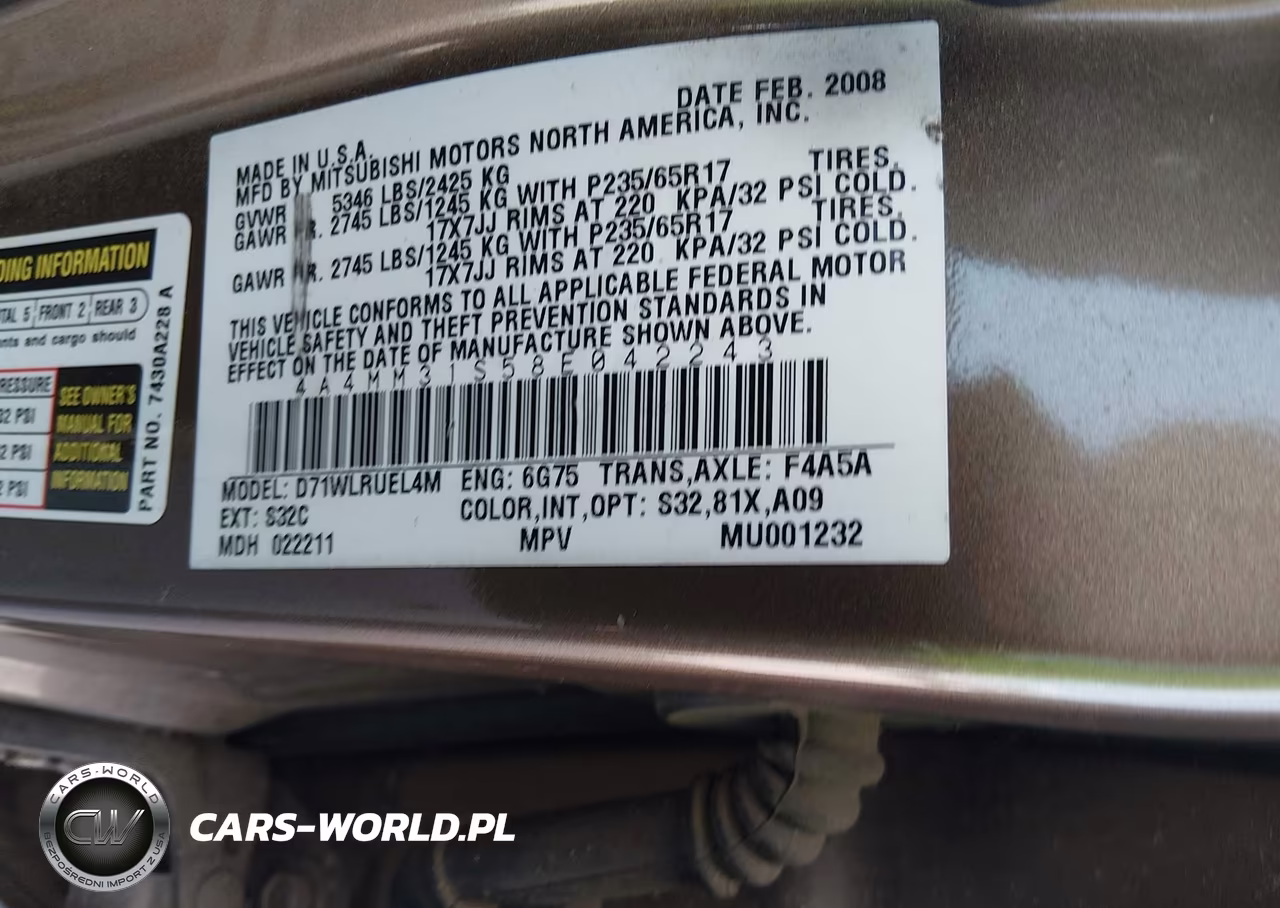 2008 Mitsubishi Endeavor Se VIN:4A4MM31S58E042243 - 9
