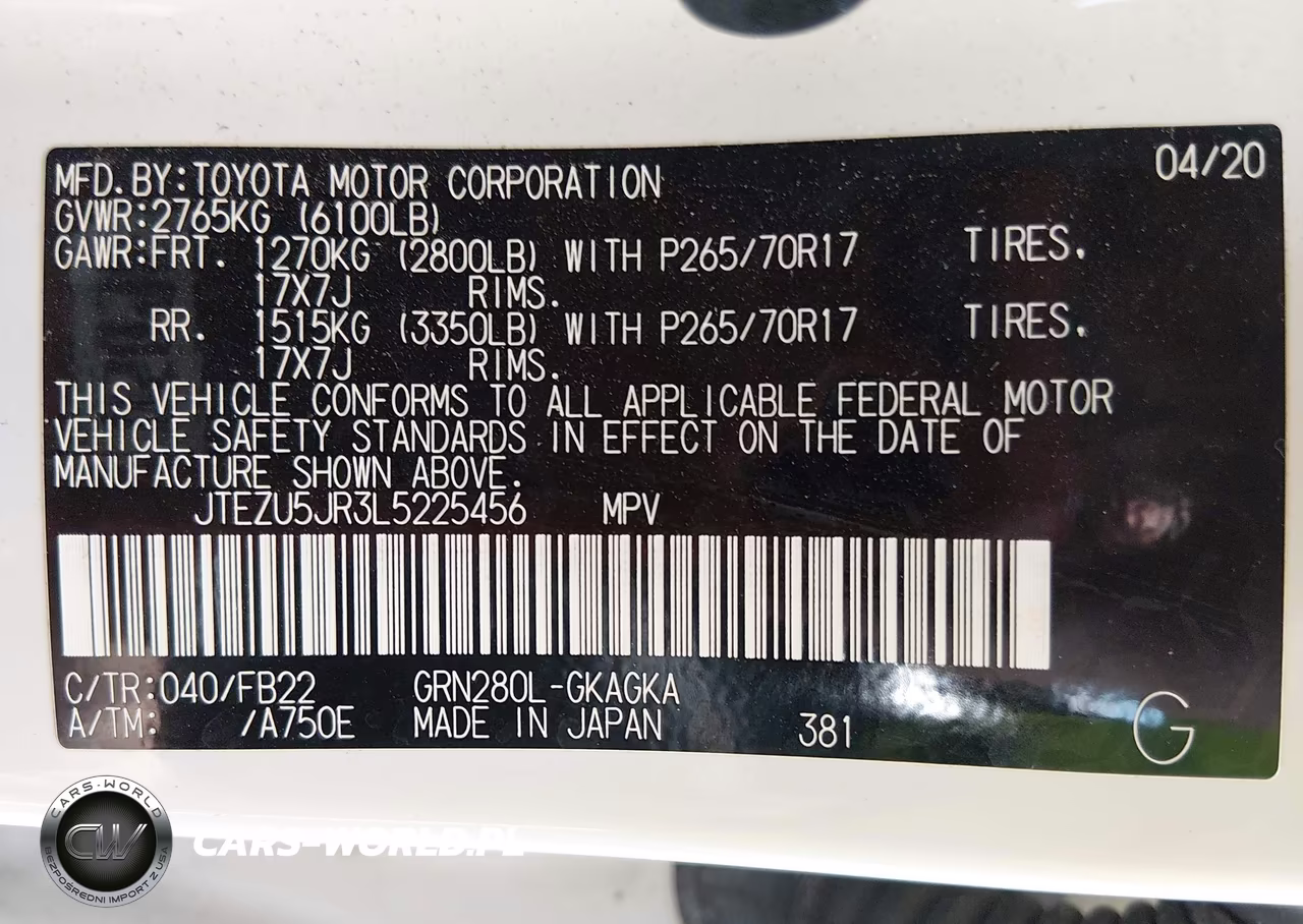 2020 Toyota 4Runner Sr5 VIN:JTEZU5JR3L5225456 - 9