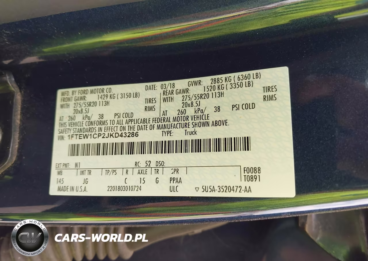 2018 Ford F-150 Xl VIN:1FTEW1CP2JKD43286 - 9