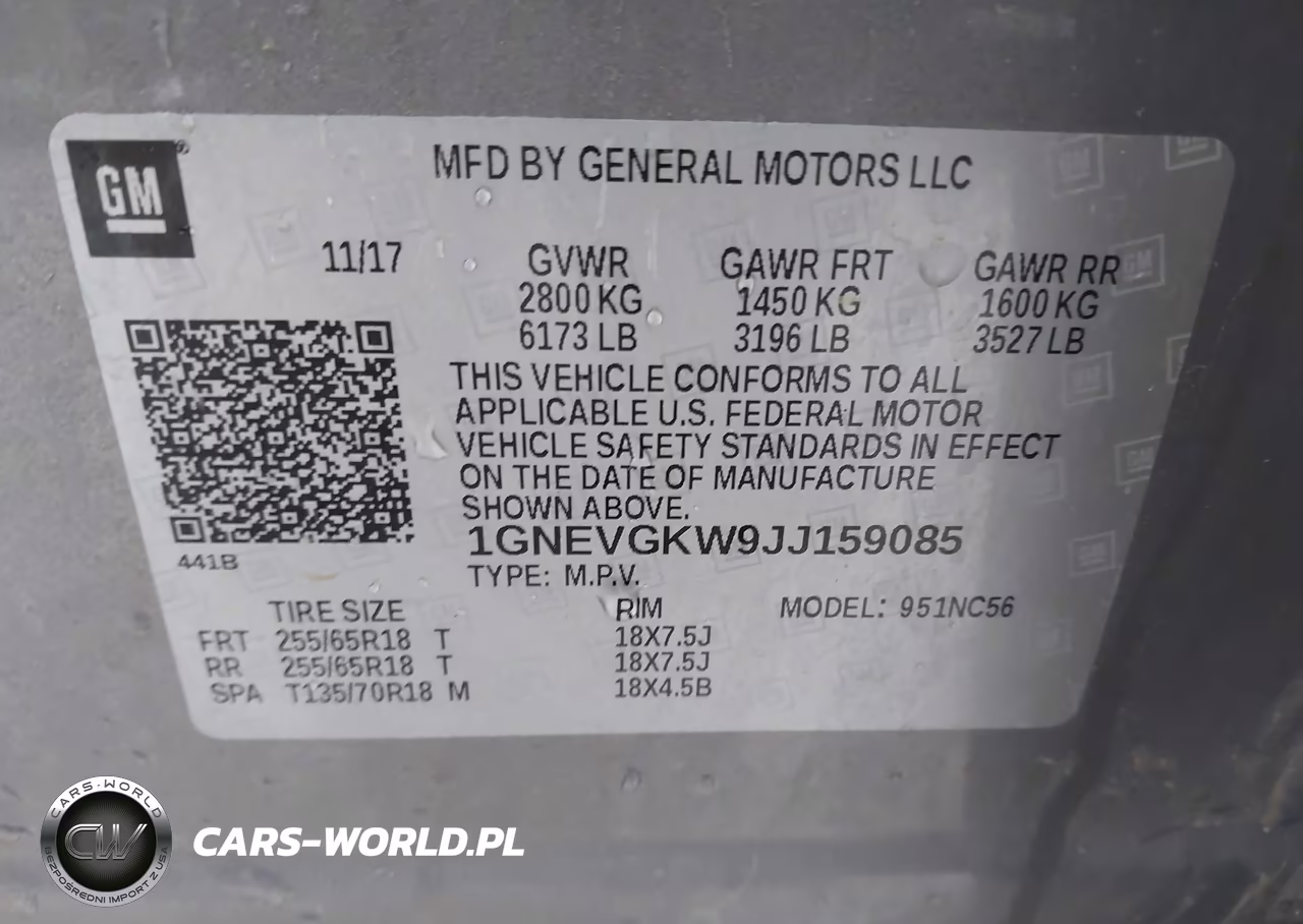 2018 Chevrolet Traverse 1Lt VIN:1GNEVGKW9JJ159085 - 9