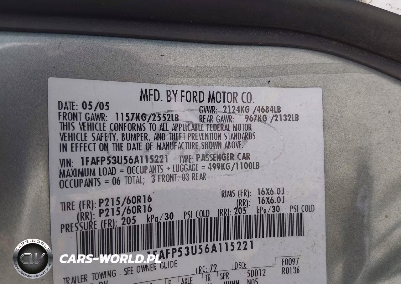 2006 Ford Taurus Se VIN:1FAFP53U56A115221 - 9