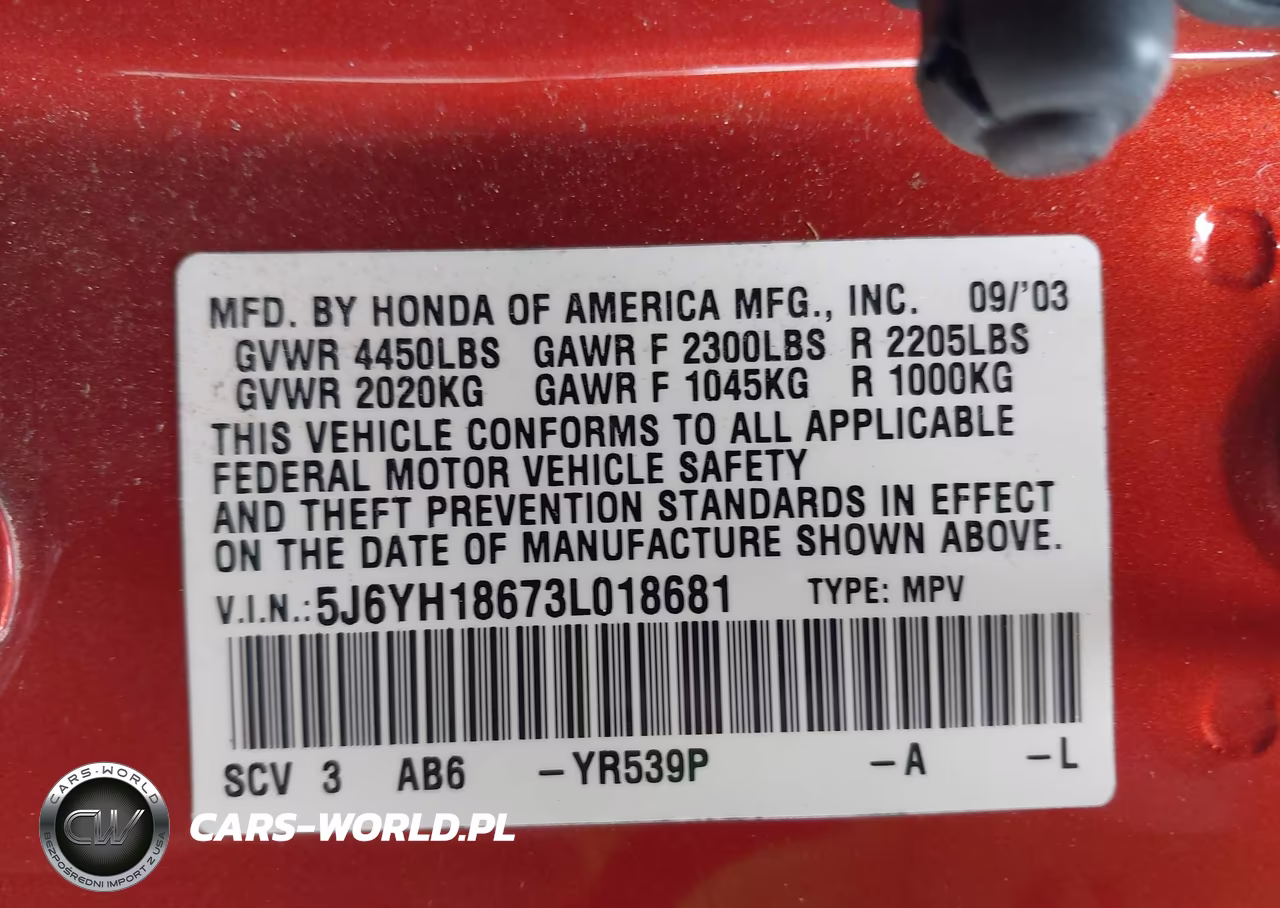 2003 Honda Element Ex VIN:5J6YH18673L018681 - 9