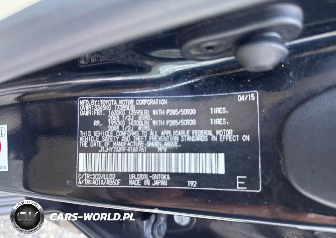 2015 Lexus Lx 570 VIN:JTJHY7AX9F4181761 - 9