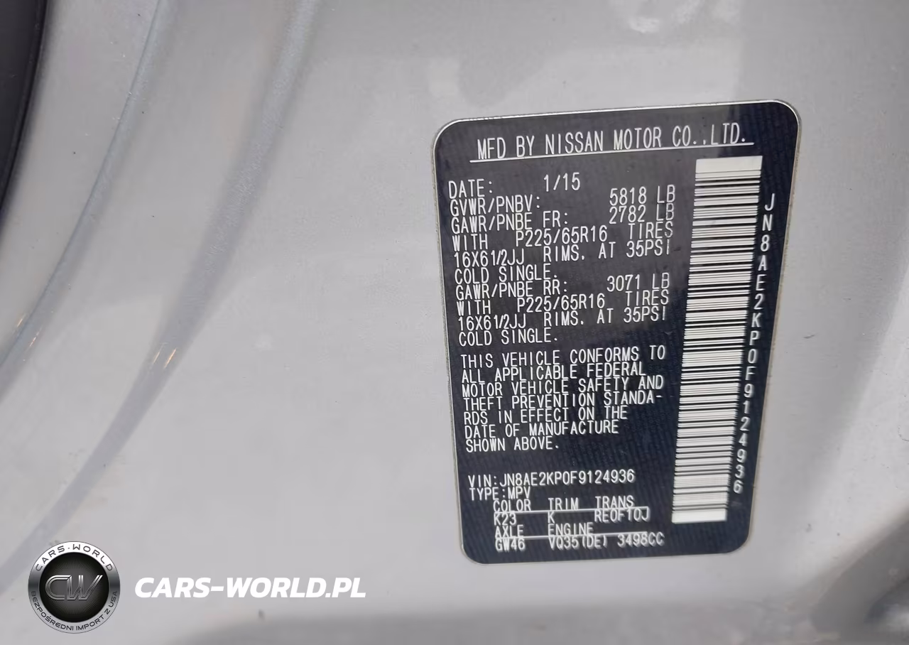 2015 Nissan Quest S VIN:JN8AE2KP0F9124936 - 9