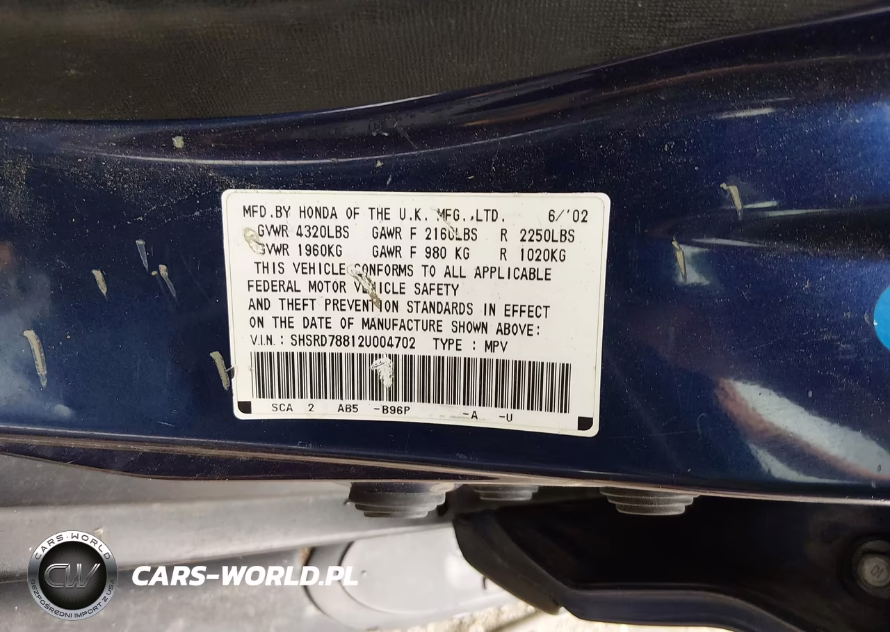 2002 Honda Cr-V Ex VIN:SHSRD78812U004702 - 9