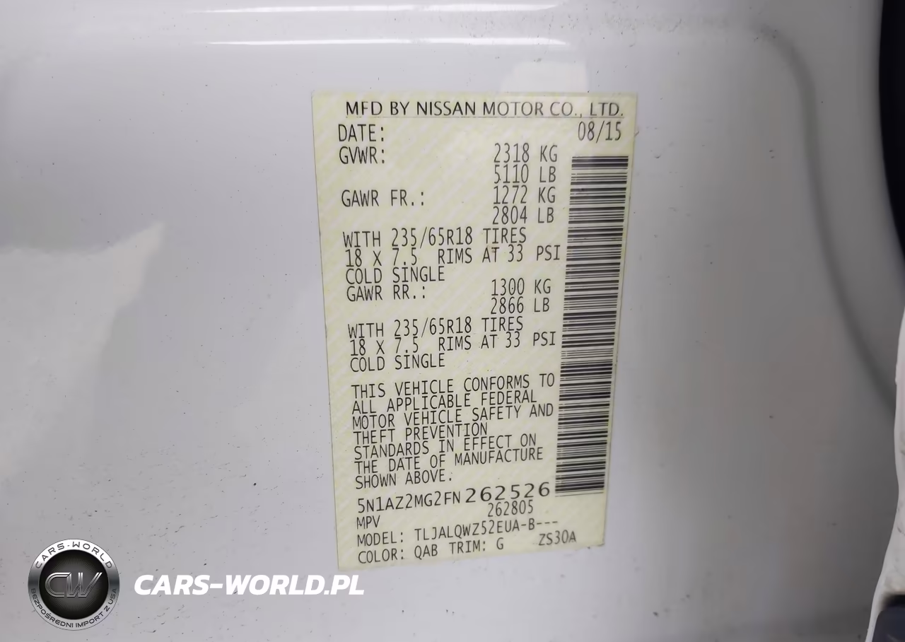 2015 Nissan Murano Sv VIN:5N1AZ2MG2FN262526 - 9