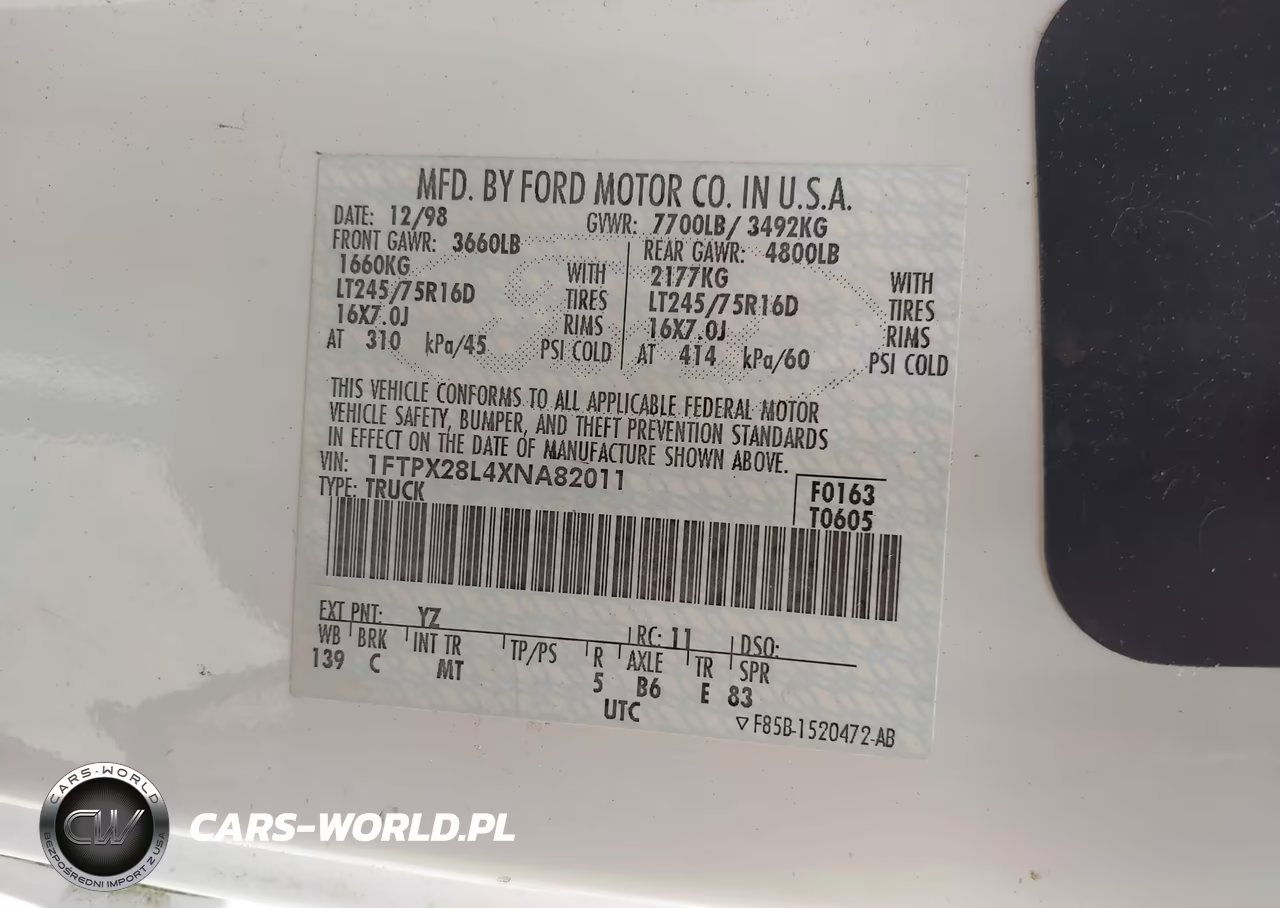 1999 Ford F-250 Lariat-Work Series-Xl-Xlt VIN:1FTPX28L4XNA82011 - 9