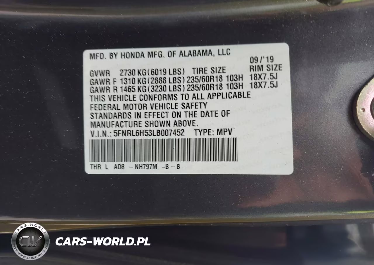 2020 Honda Odyssey Ex VIN:5FNRL6H53LB007452 - 9
