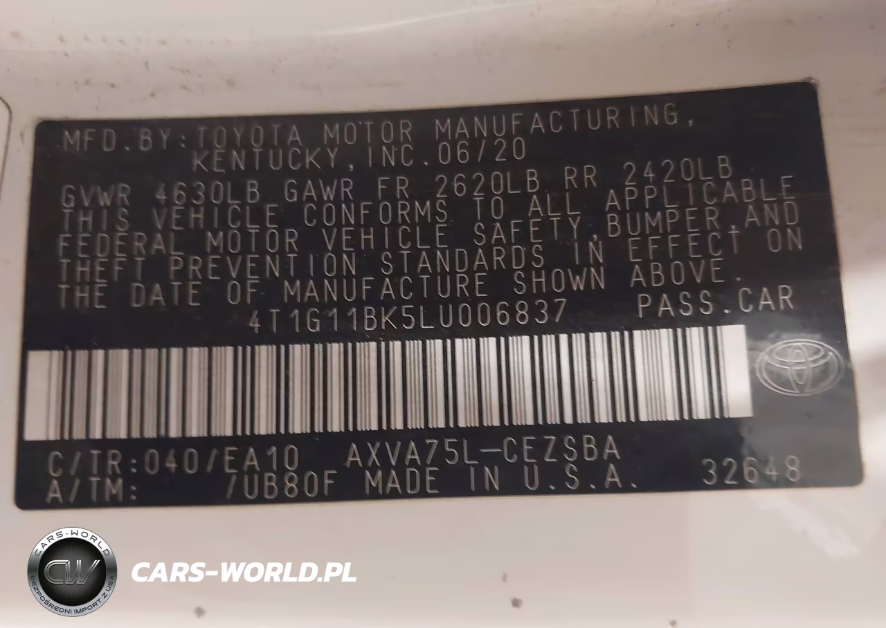 2020 Toyota Camry Se Awd VIN:4T1G11BK5LU006837 - 9