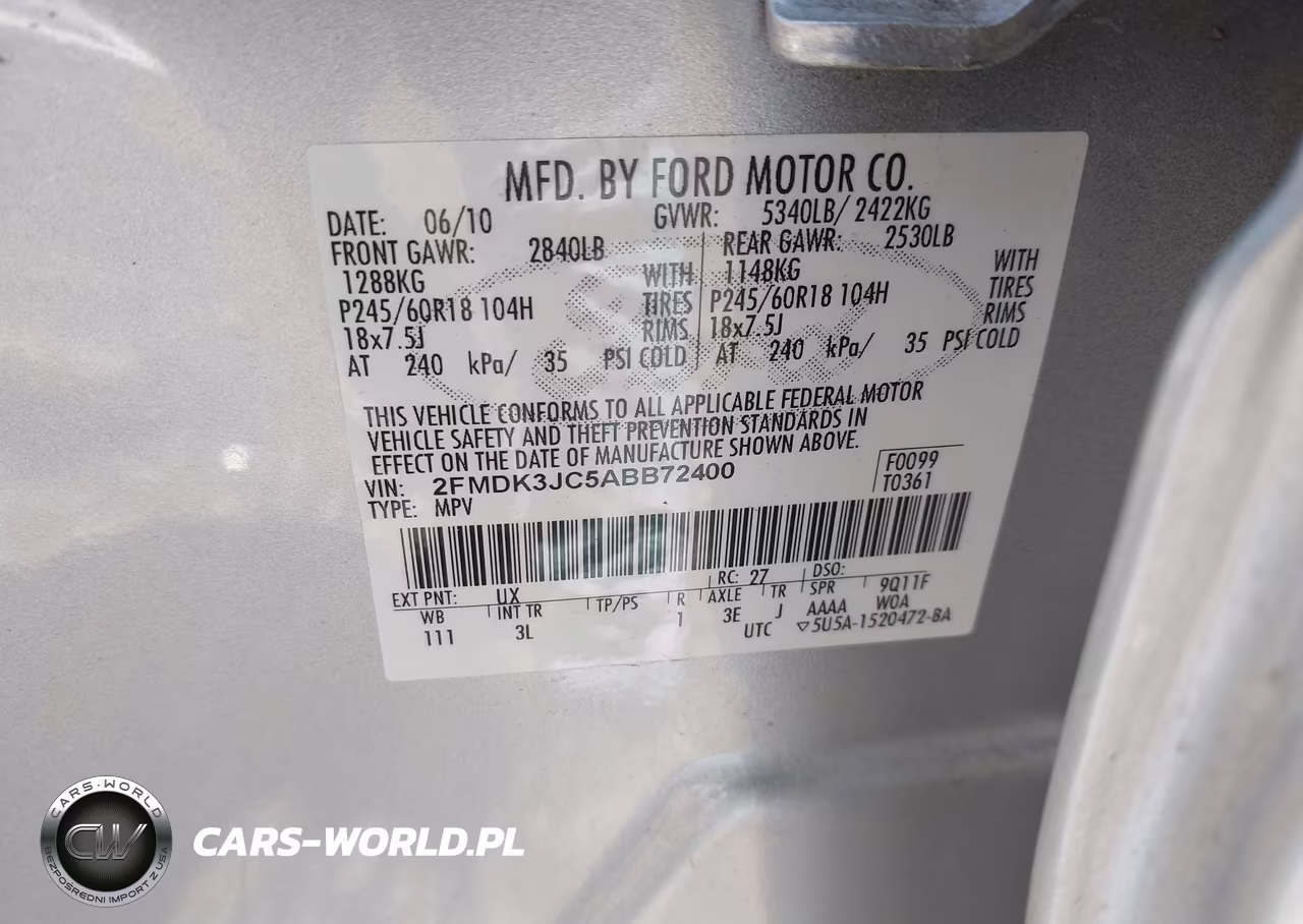 2010 Ford Edge Sel VIN:2FMDK3JC5ABB72400 - 9