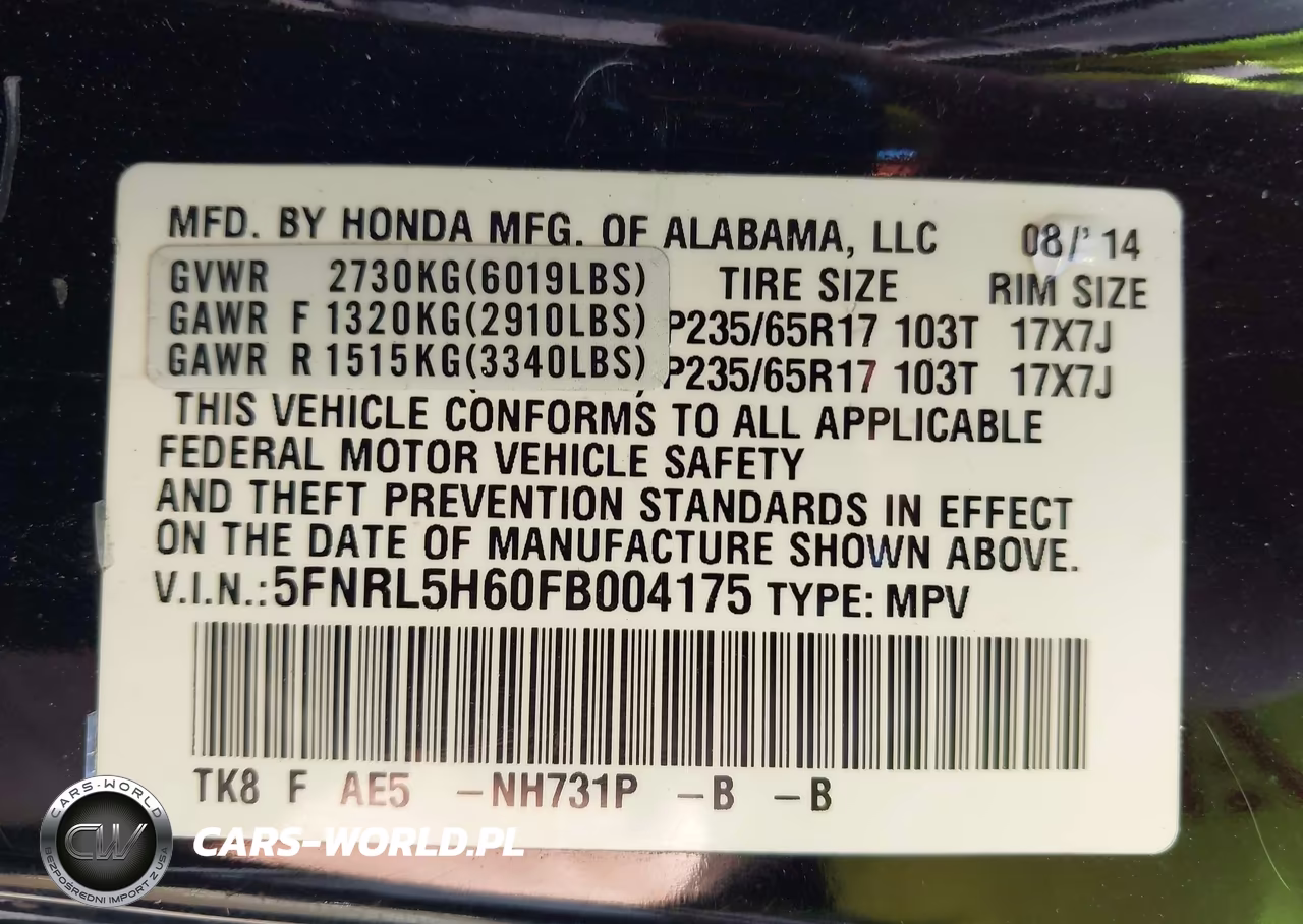 2015 Honda Odyssey Ex-L VIN:5FNRL5H60FB004175 - 9