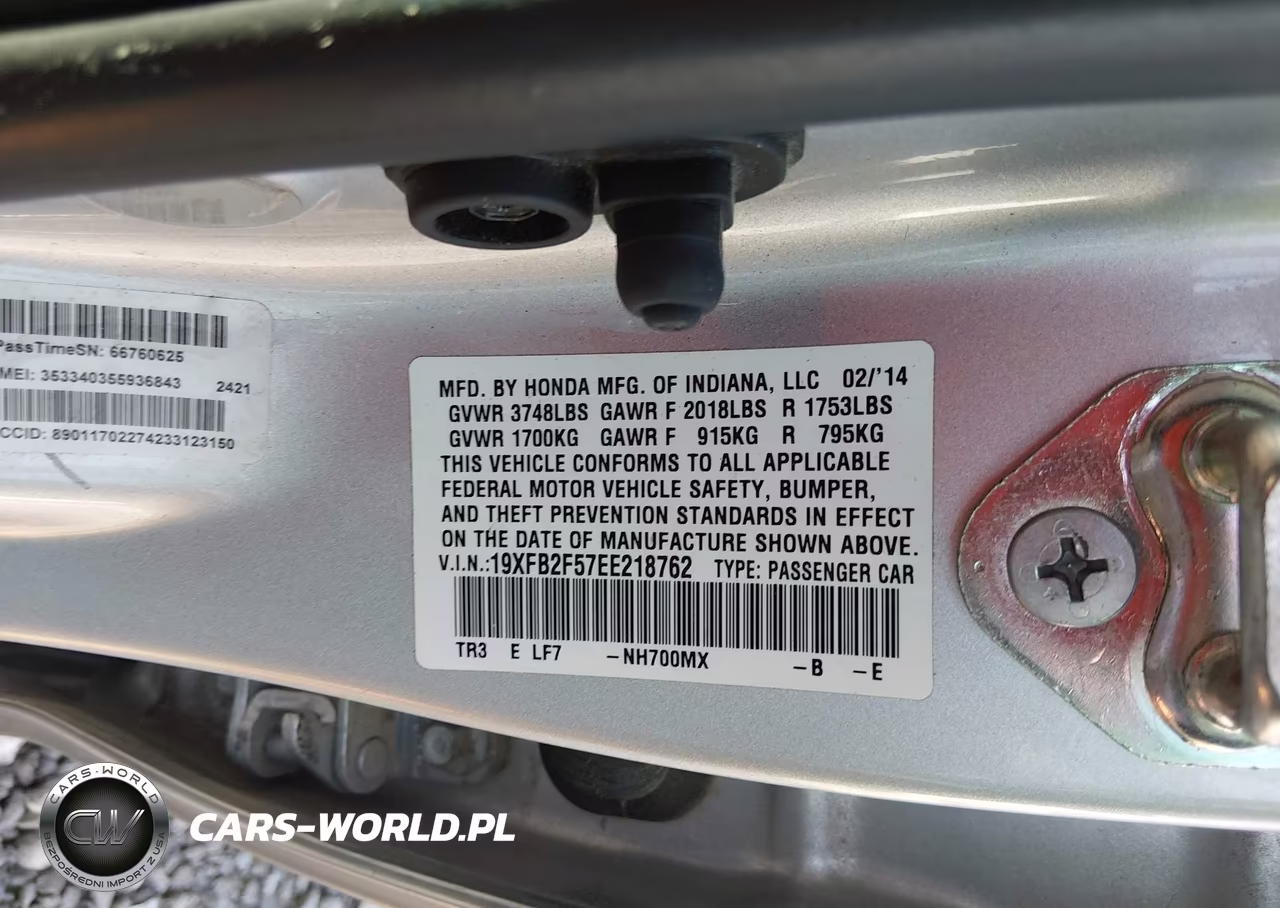 2014 Honda Civic Lx VIN:19XFB2F57EE218762 - 9
