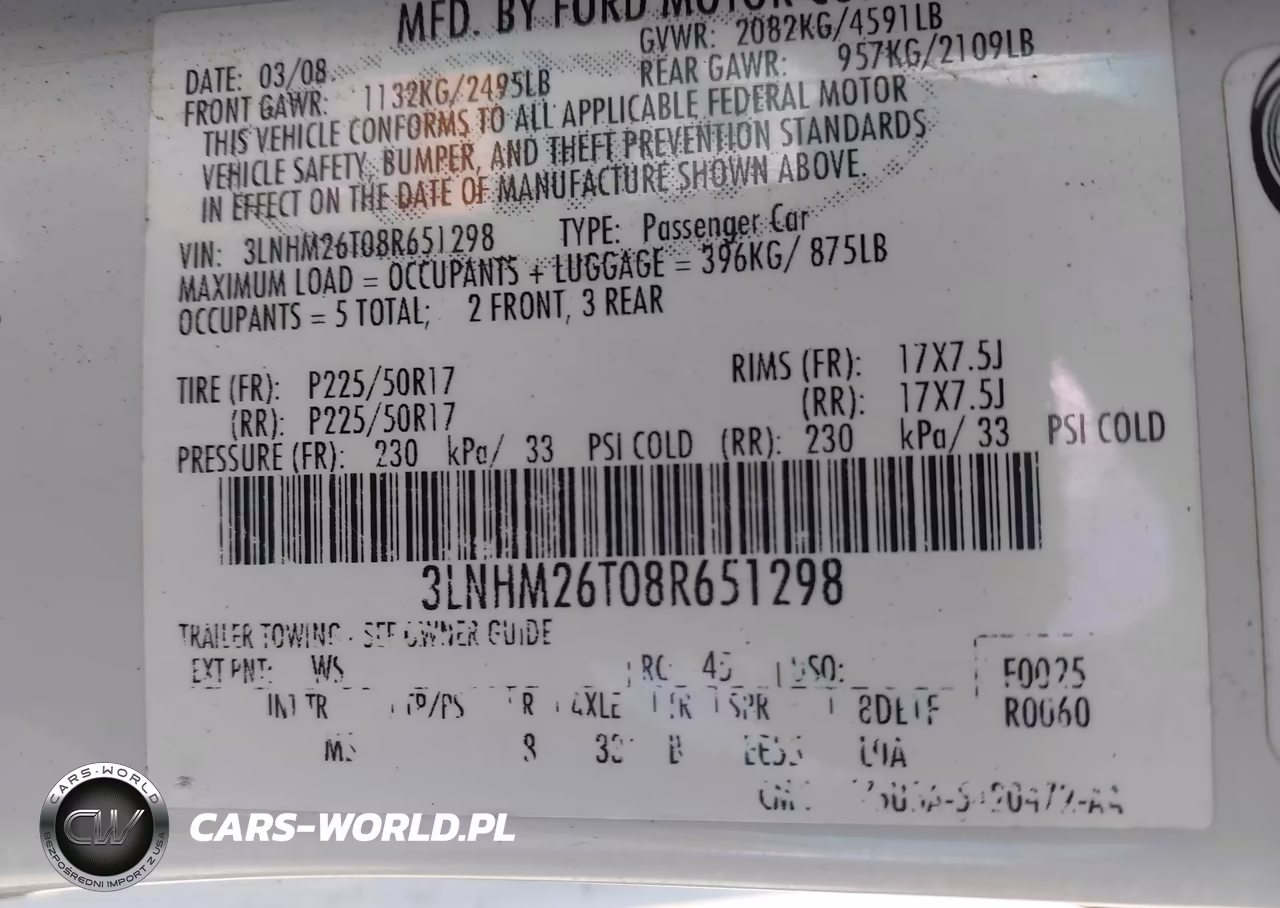 2008 Lincoln Mkz VIN:3LNHM26T08R651298 - 9