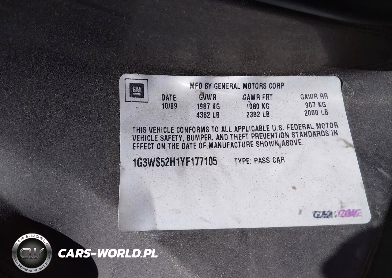 2000 Oldsmobile Intrigue Gl VIN:1G3WS52H1YF177105 - 9