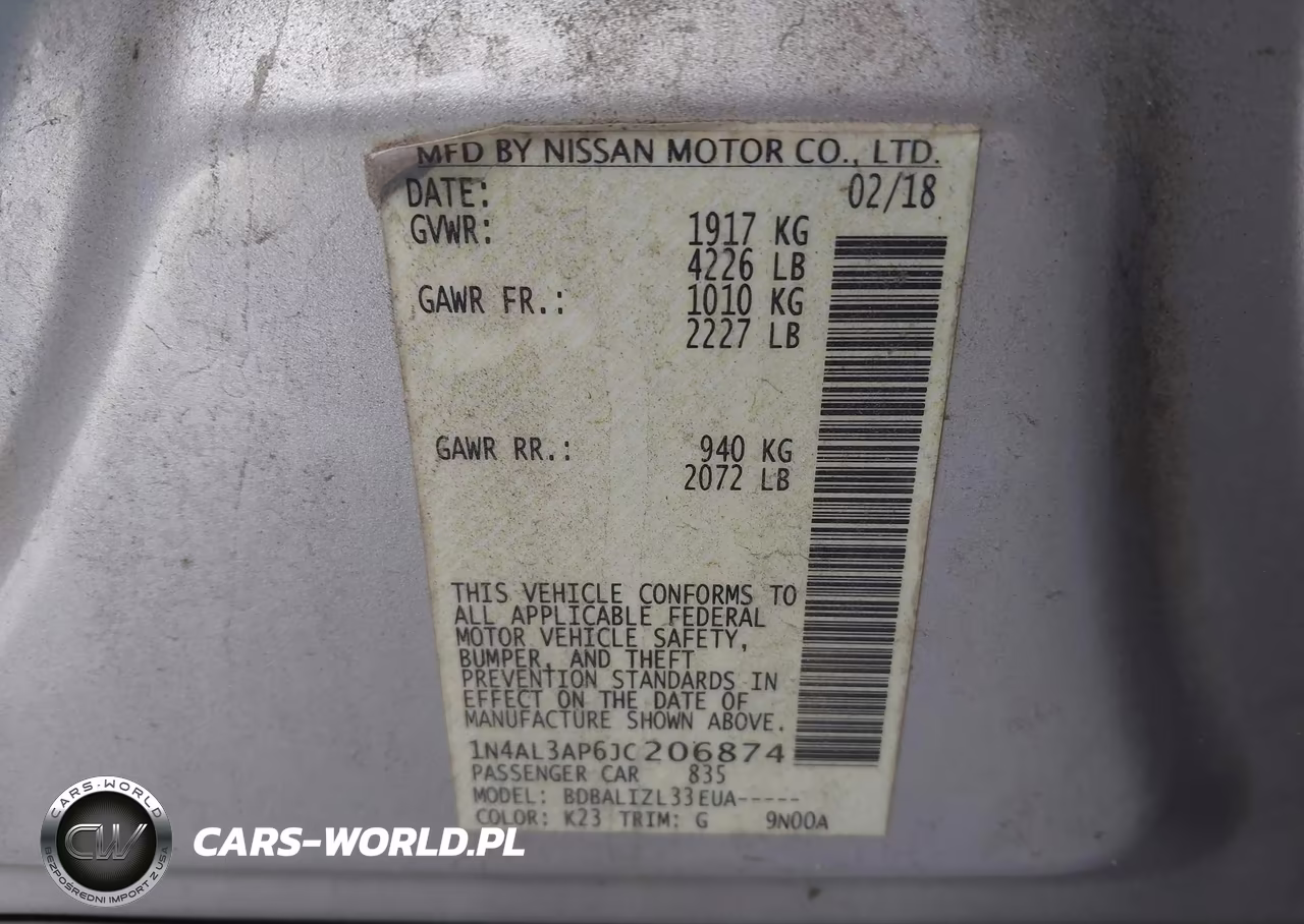 2018 Nissan Altima 2.5 Sv VIN:1N4AL3AP6JC206874 - 9