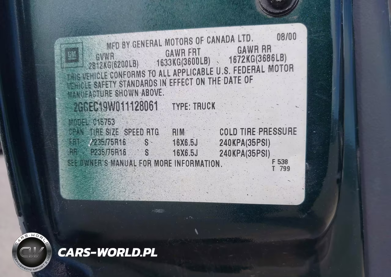 2001 Chevrolet Silverado 1500 VIN:2GCEC19W011128061 - 9