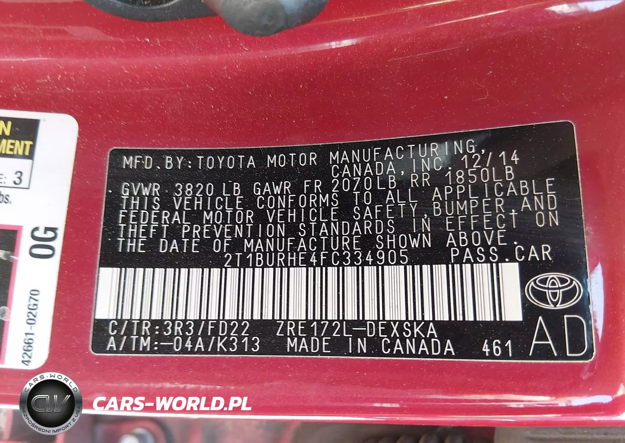 2015 Toyota Corolla S VIN:2T1BURHE4FC334905 - 9