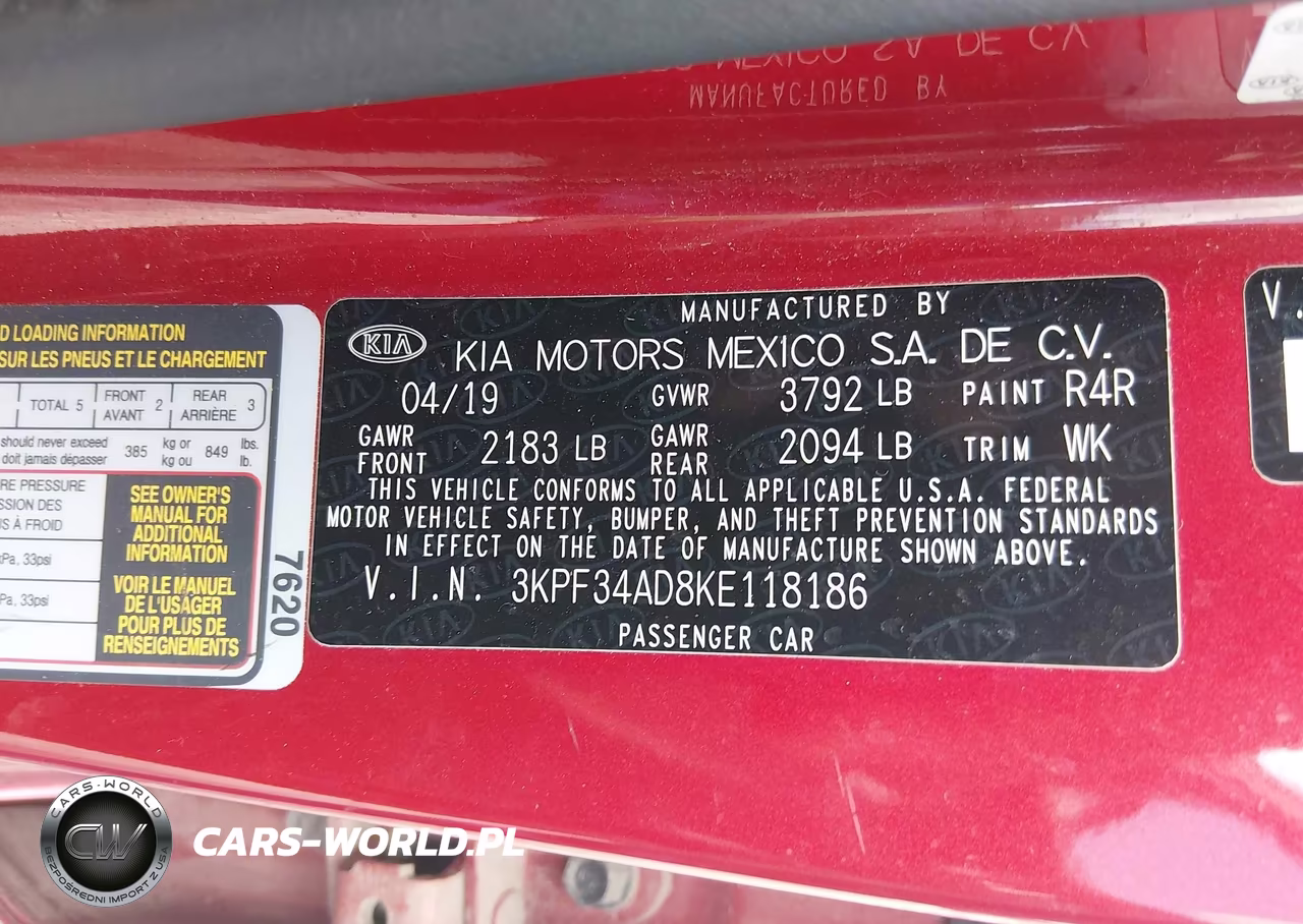 2019 Kia Forte S VIN:3KPF34AD8KE118186 - 9