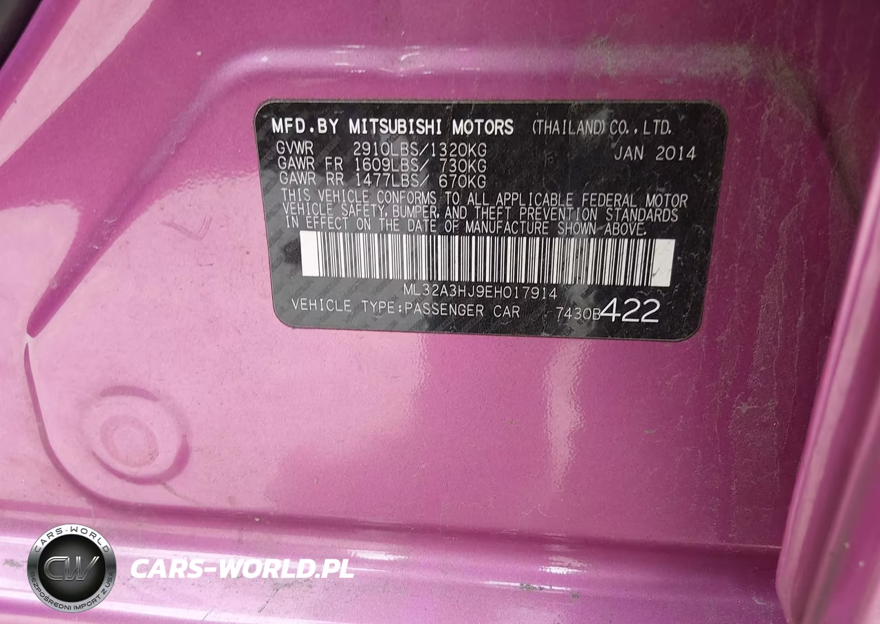 2014 Mitsubishi Mirage De VIN:ML32A3HJ9EH017914 - 9