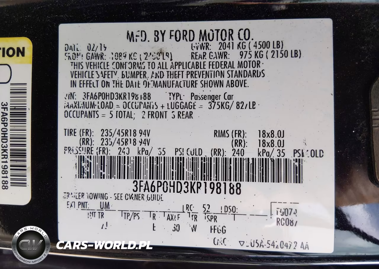 2019 Ford Fusion Se VIN:3FA6P0HD3KR198188 - 9