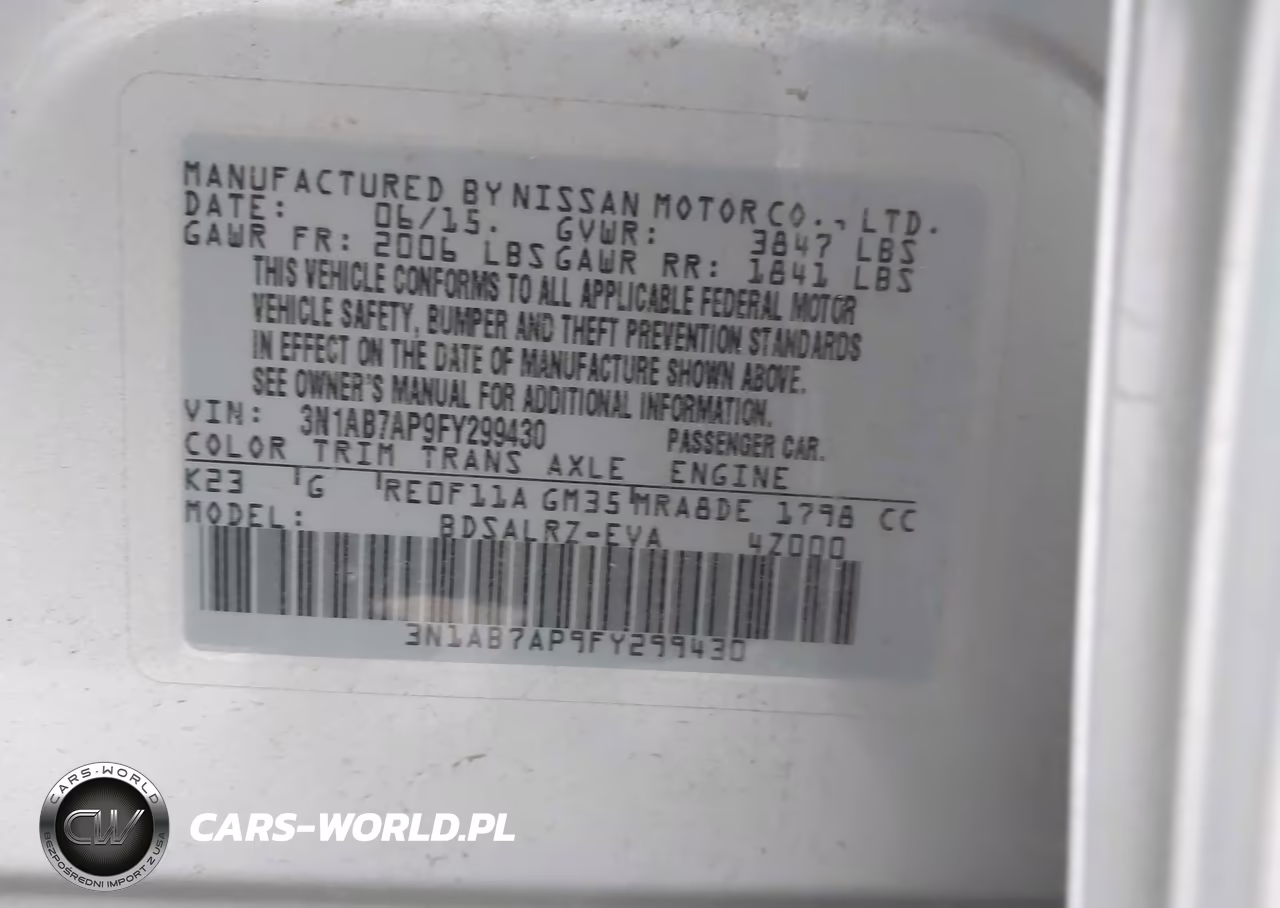 2015 Nissan Sentra Sr VIN:3N1AB7AP9FY299430 - 9