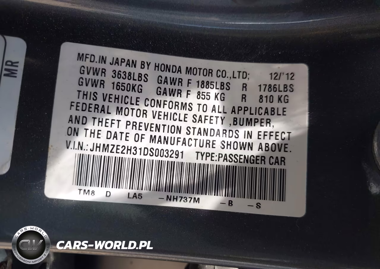 2013 Honda Insight VIN:JHMZE2H31DS003291 - 9