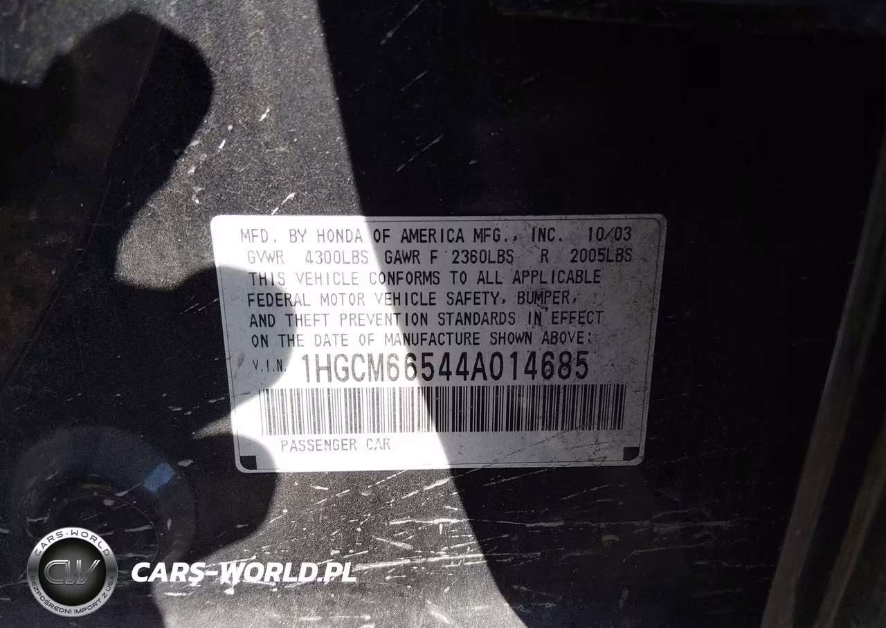 2004 Honda Accord 3.0 Ex VIN:1HGCM66544A014685 - 9