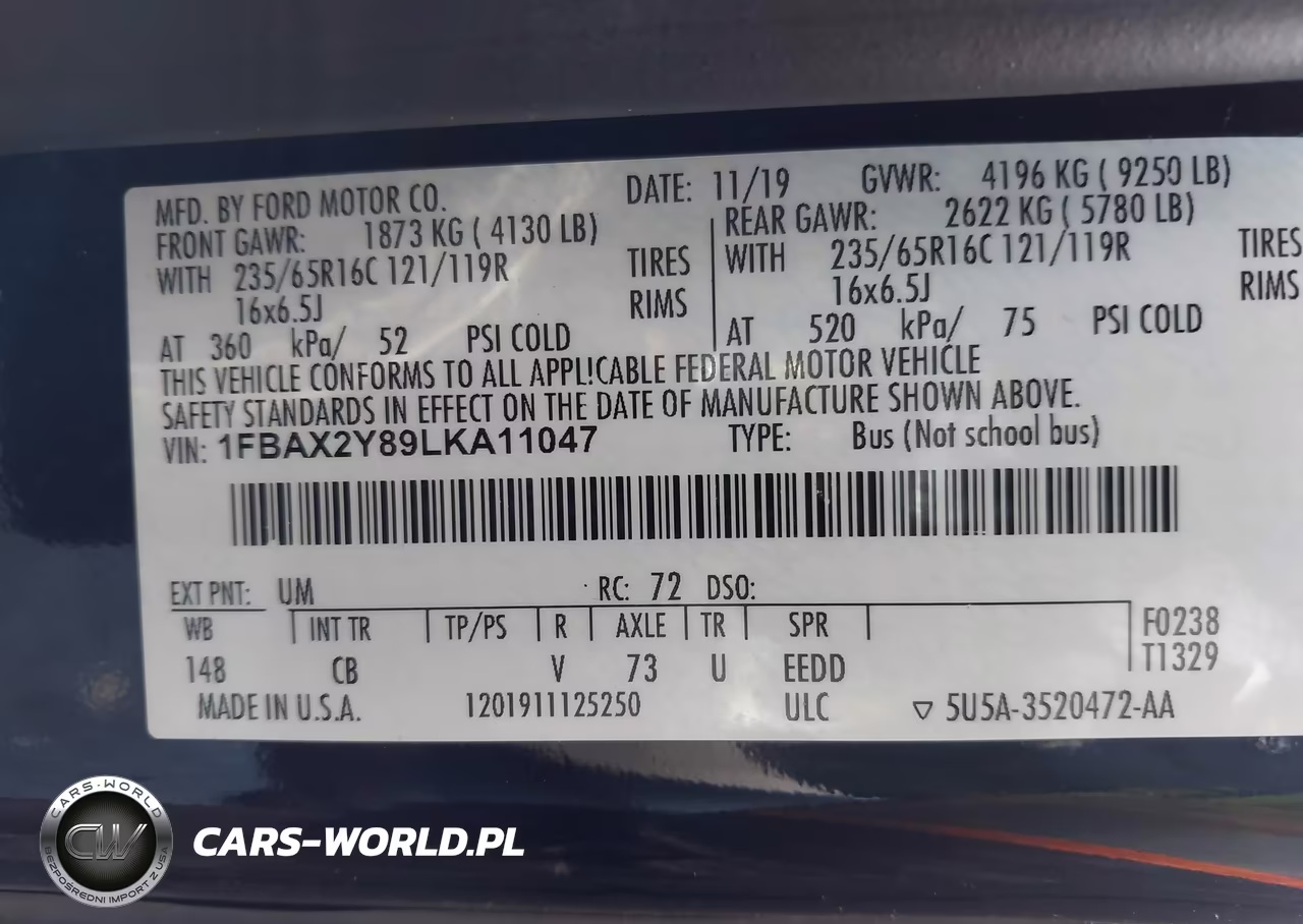 2020 Ford Transit-350 Passenger Van Xlt VIN:1FBAX2Y89LKA11047 - 9