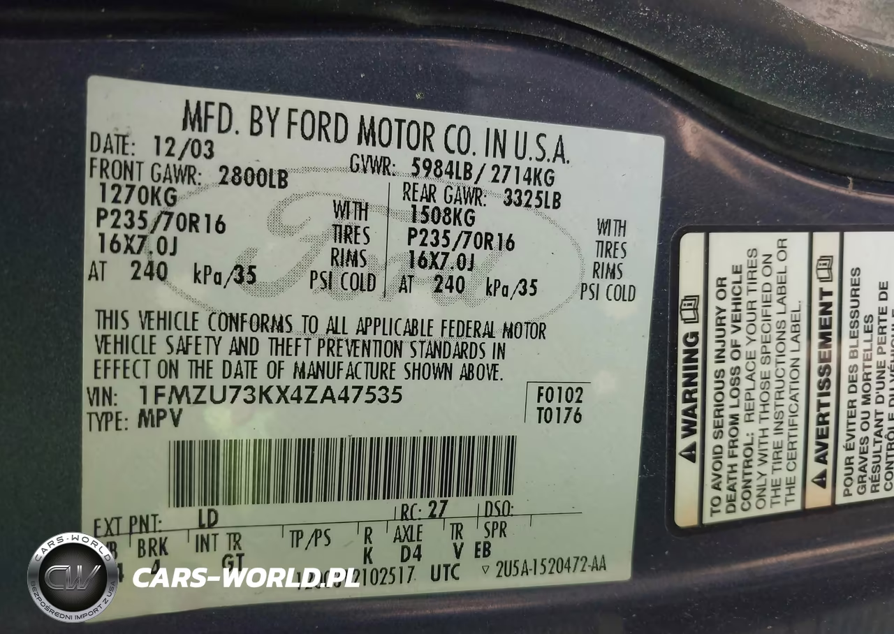 2004 Ford Explorer Nbx-Xlt VIN:1FMZU73KX4ZA47535 - 9