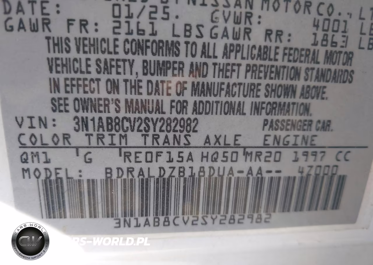 2025 Nissan Sentra Sv VIN:3N1AB8CV2SY282982 - 9