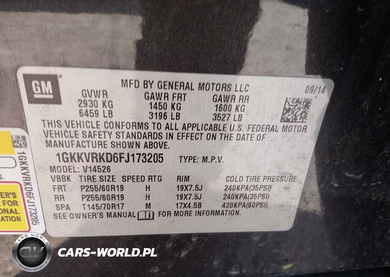 2015 GMC Acadia Slt-1 VIN:1GKKVRKD6FJ173205 - 9