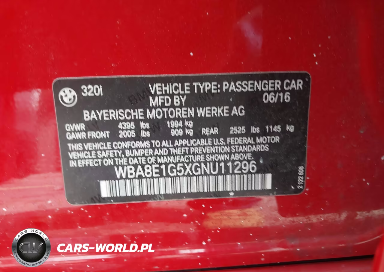 2016 BMW 320I VIN:WBA8E1G5XGNU11296 - 9