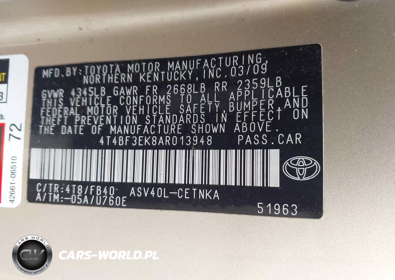 2010 Toyota Camry Le VIN:4T4BF3EK8AR013948 - 9