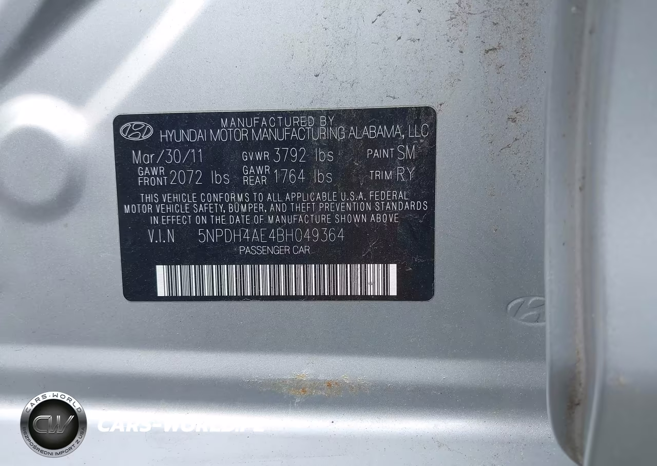 2011 Hyundai Elantra Limited VIN:5NPDH4AE4BH049364 - 9