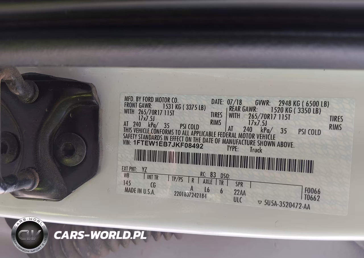 2018 Ford F-150 Xl VIN:1FTEW1EB7JKF08492 - 9