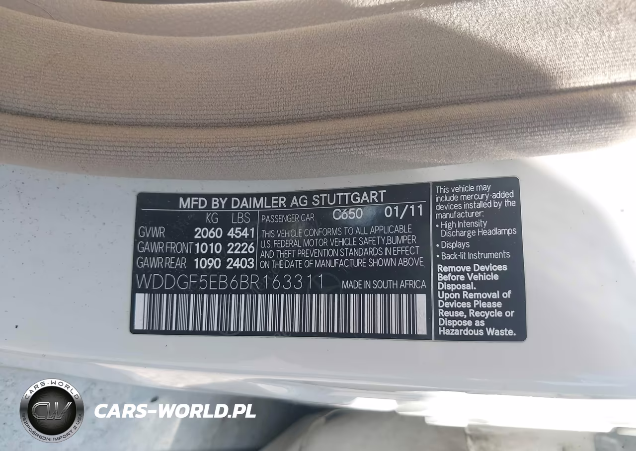 2011 Mercedes-Benz C 300 Luxury-Sport VIN:WDDGF5EB6BR163311 - 9